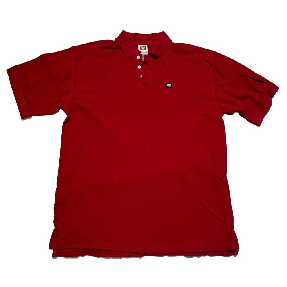 Ecko Unltd. Authentic Classic Y2K VINTAGE Large Red Piqué Knit Mens Polo Shirt